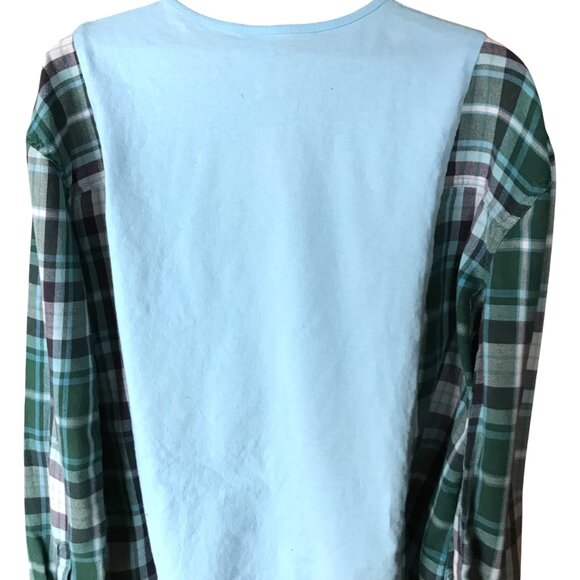 Table Rock Lake Oversized Graphic Tshirt, M-L: Boating Theme Flannel Tee Upcycle - Picture 2 of 9